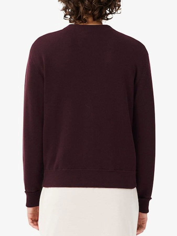 Lacoste V-Neck Moss Stitch Cardigan Fall 2026 | DARK BURGUNDY (3KE)