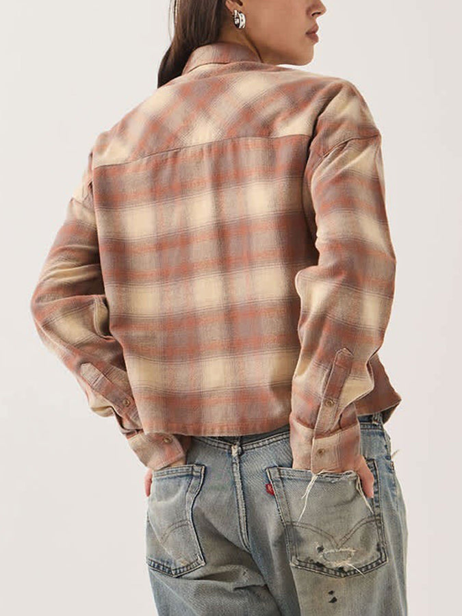 Brixton Bowery Crop Overshirt Fall 2026 | SOFT TAN WINDOW PLAID