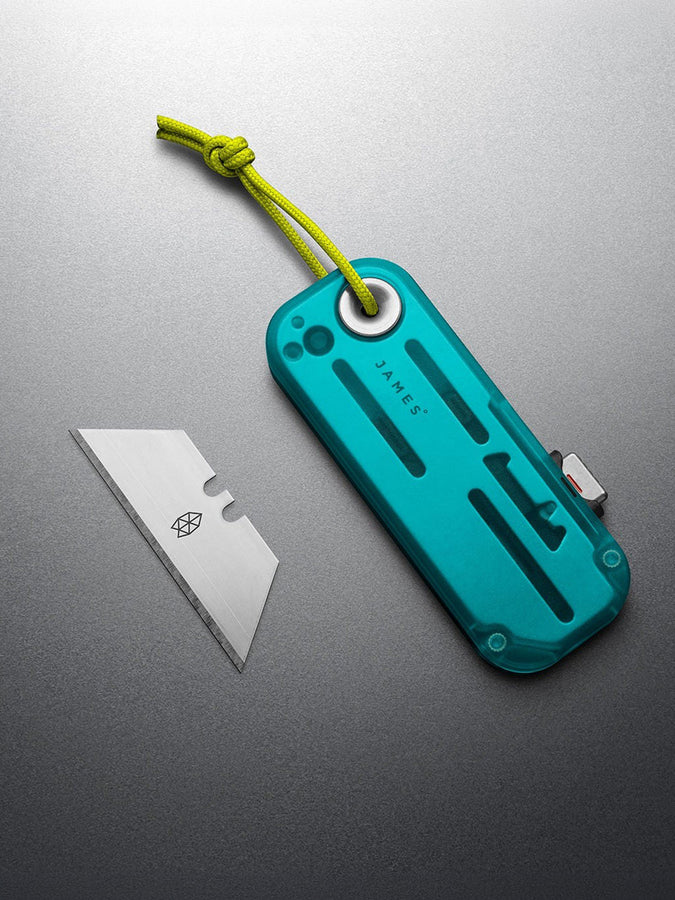 The James Brand Palmer Transparent Turquoise Utility Knife | TURQUOISE