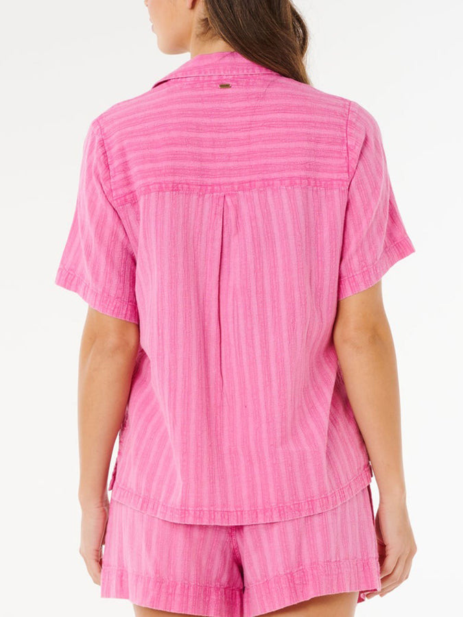 Rip Curl Hotel Malibu Embroid Short Sleeve Buttondown Shirt Spring 2026 | SUPER PINK (4007)