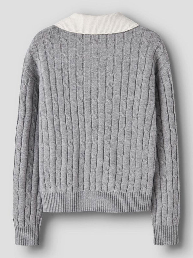 Name It Nessa Polo Sweater Fall 2026 | GREY MELANGE