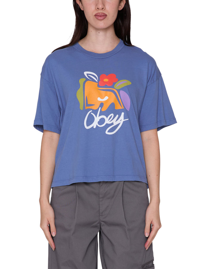 Obey Le Fleur Cropped T-Shirt Fall 2026 | CORONET BLUE (COE)