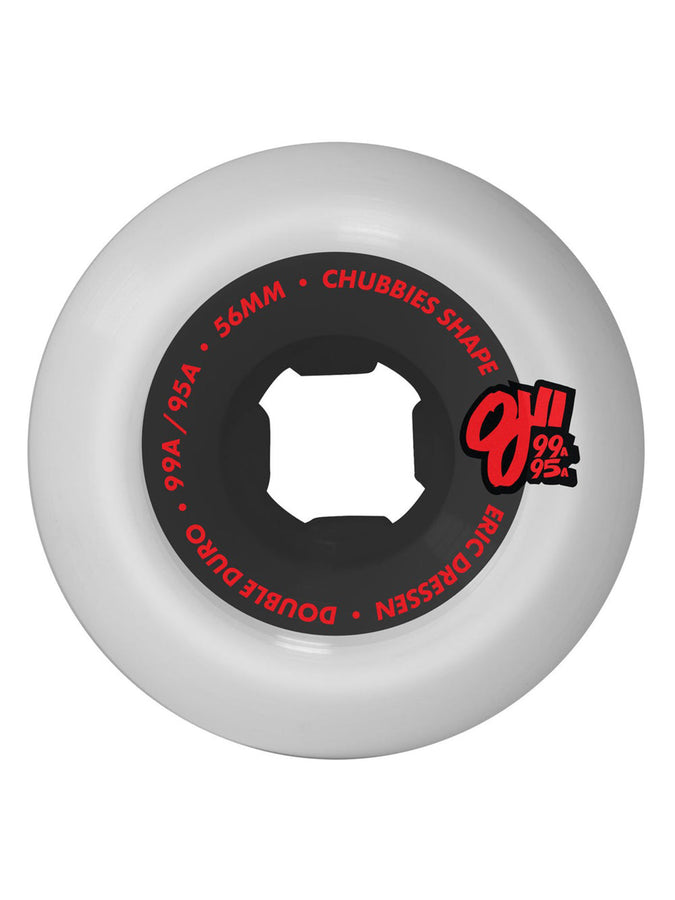 Oj'S Eric Dessen Rose Skull Double Duro Chubbies 99A/95A Skateboard Wheels | WHITE/BLACK
