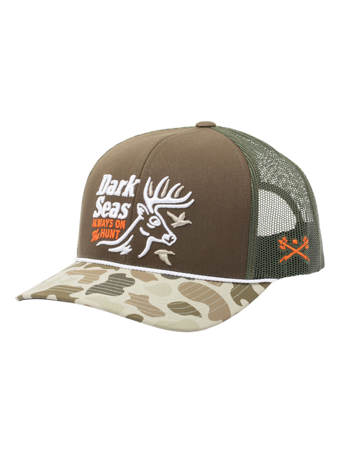 Dark Seas Bucked Trucker Hat | OLIVE/CAMO