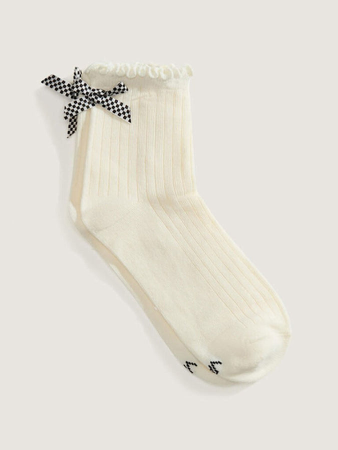 Vans Bow Back Crew Socks | MARSHMALLOW/BLACK (KIG)