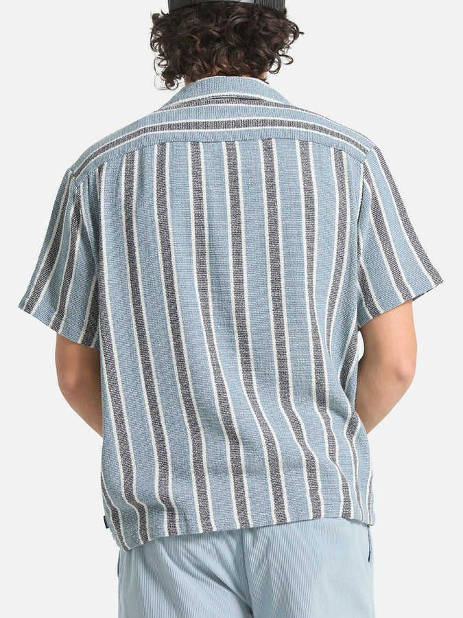 Brixton The Dexter Textured Stripe Short Sleeve Buttondown Shirt Summer 2026 | BLACK/DUSTY BLUE