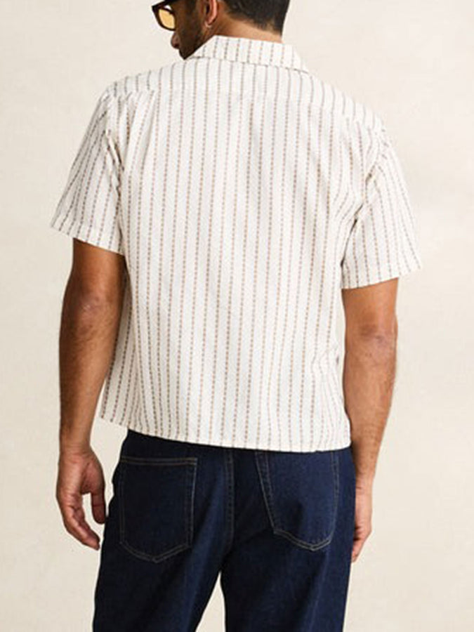 Rhythm Vacation Stripe Crop Short Sleeve Buttondown Shirt Fall 2026 | MULTI