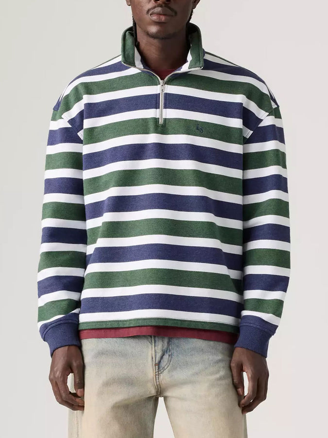 Levis Cameron 1/4 Zip Koby Stripe Kombu Green Heather Sweatshirt Fall 2026 | KOMBU GREEN HEATHER (0001)