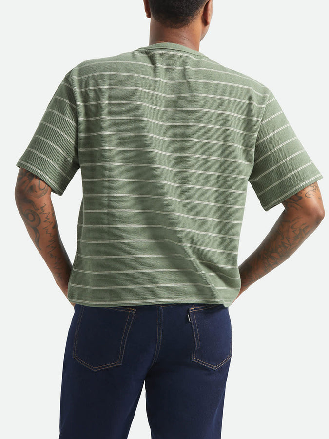 Brixton Shield Pique Boxy T-Shirt Spring 2026 | DARK OLIVE/WHITECAP
