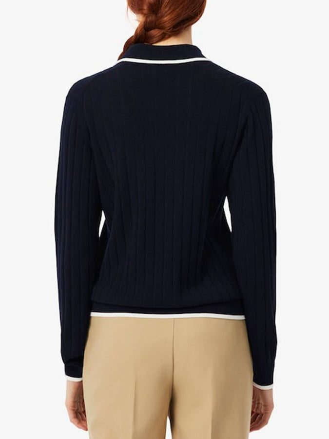 Lacoste Polo Collar Stretch Golf Sweater Fall 2026 | NAVY BLUE/WHITE (HHW)