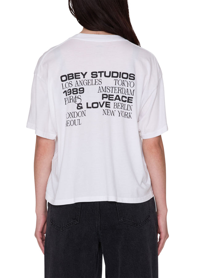 Obey Studios Peace And Love Cropped T-Shirt Fall 2026 | WHITE (WHT)