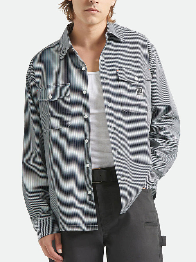 Brixton Journey Lightweight Long Sleeve Buttondown Shirt Spring 2026 | NAVY/WHITE STRIPE