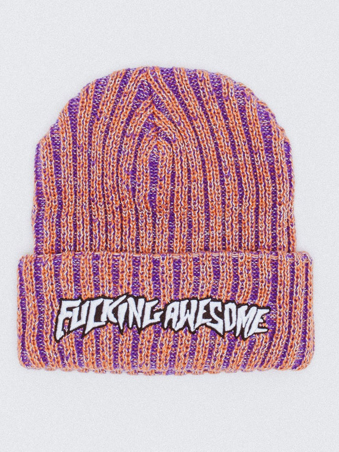 Fucking Awesome Reflective Stripe Beanie | ORANGE
