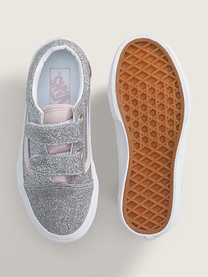 Vans Old Skool V Glitter Silver/Pale Petal Shoes Fall 2026 | GLITTER SLVER/PALE PETAL (HN3)