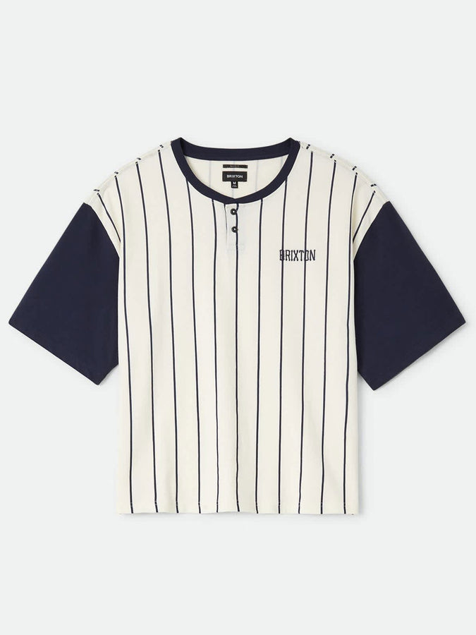 Brixton Boxy Baseball T-Shirt Fall 2026 | OFF WHITE STRIPE/WASHED NAVY