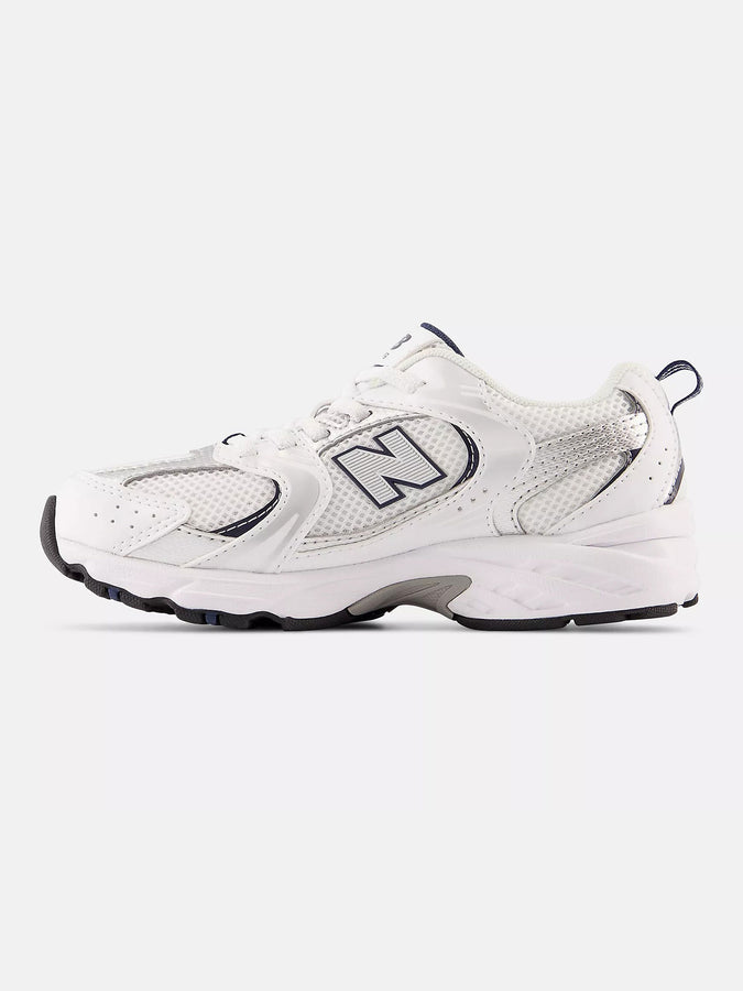New Balance 530 White/Natural Indigo/Metallic Silver Shoes Fall 2026 | WHITE/NATURAL INDIGO/SLVR MTLC
