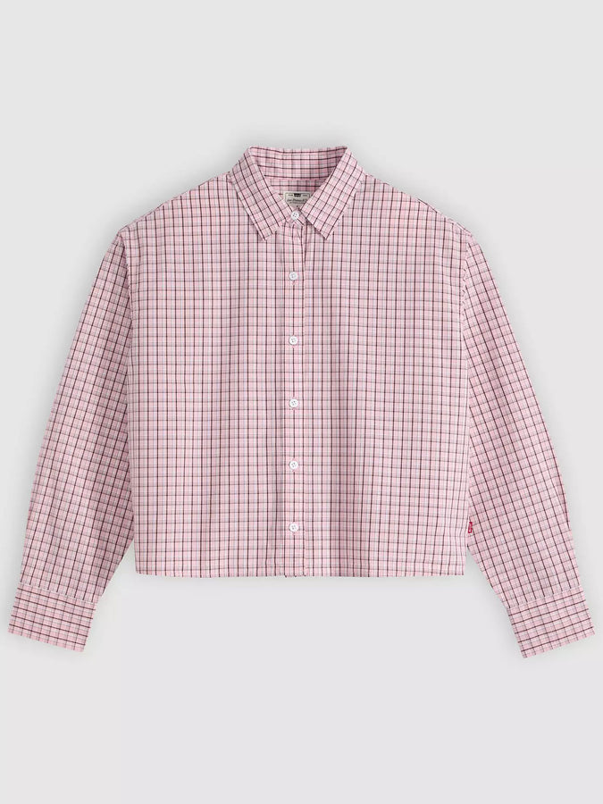 Levis Cropped Harlie Almeta Plaid Powder Pink Long Sleeve Buttondown Shirt Fall 2026 | POWDER PINK (0013)