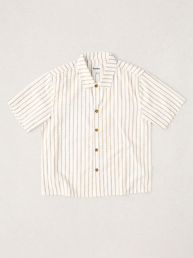 Rhythm Vacation Stripe Crop Short Sleeve Buttondown Shirt Fall 2026 | MULTI