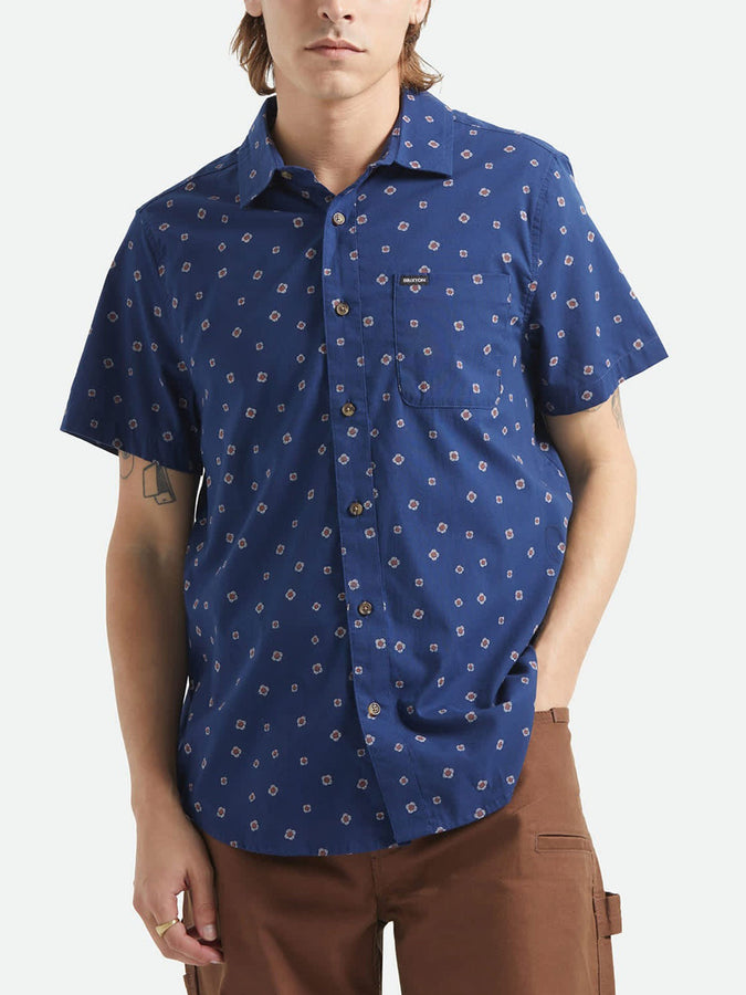 Brixton Charter Print Short Sleeve Buttondown Shirt Spring 2026 | MIDNIGHT BLUE GEO