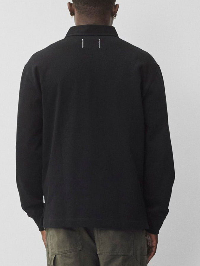 Reigning Champ Heavyweight Jersey Standard Rugby Long Sleeve Buttondown Shirt | BLACK