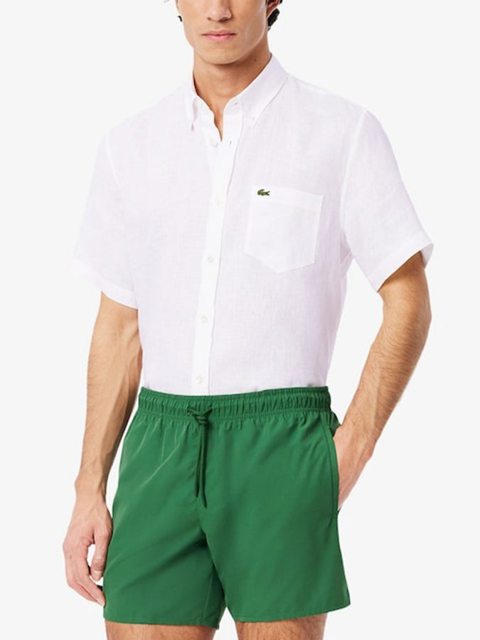 Lacoste Linen Short Sleeve Buttondown Shirt Spring 2026 | WHITE (001)