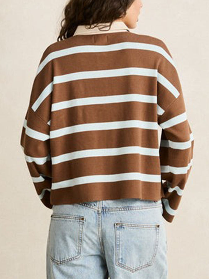 Rhythm Rugby Knit Long Sleeve Polo Fall 2026 | BROWN