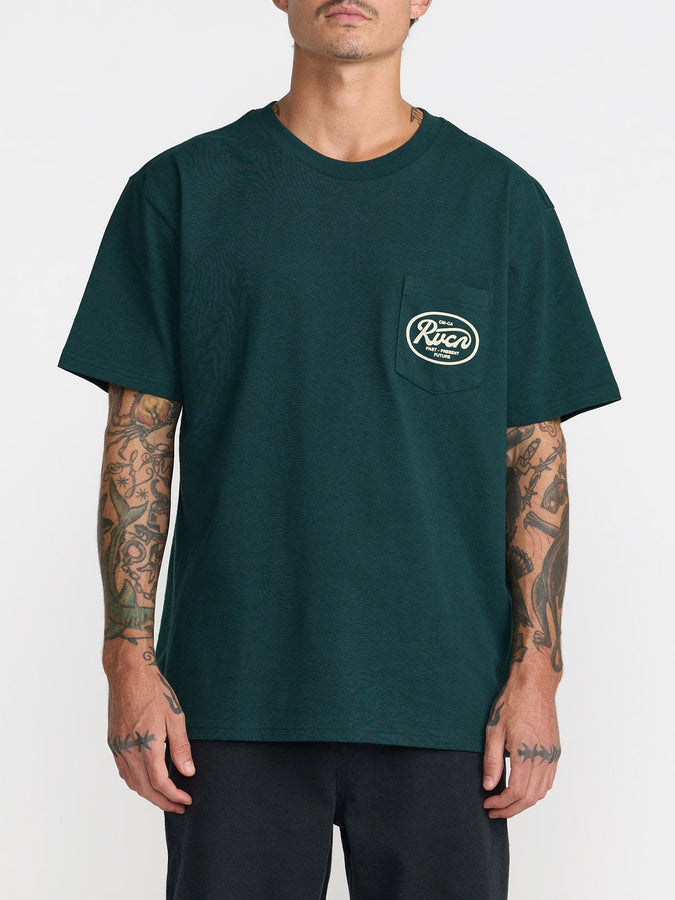 Rvca Standard Script Pocket T-Shirt Fall 2026 | DUSTY GREEN (DGN)