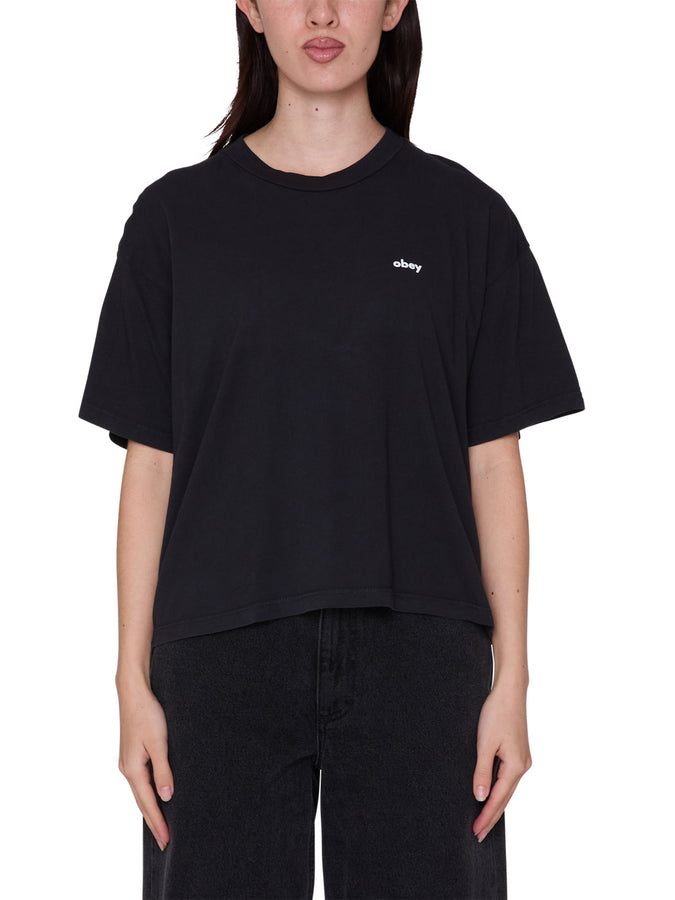 Obey Studios Peace And Love Cropped T-Shirt Fall 2026 | DIGITAL BLACK (DIB)