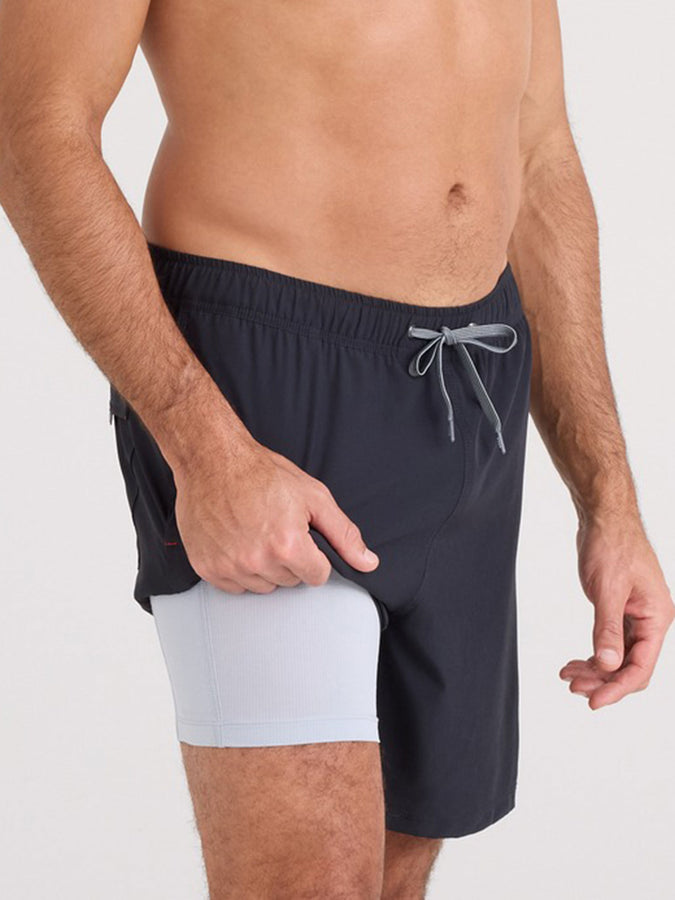 Saxx Oh Buoy 2N1 Volley 7'' Black Boardshorts | BLACK (BLK)