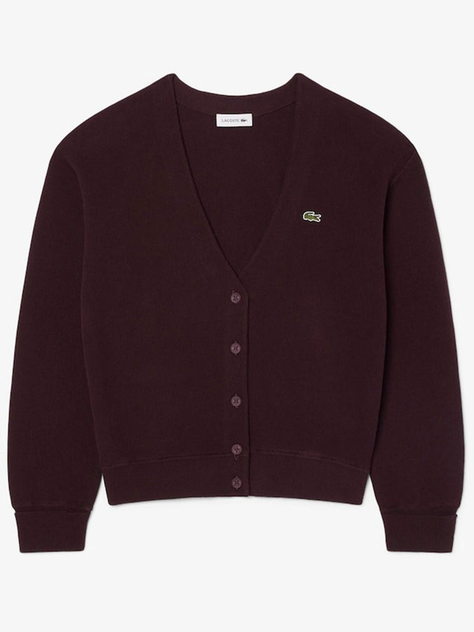 Lacoste V-Neck Moss Stitch Cardigan Fall 2026 | DARK BURGUNDY (3KE)