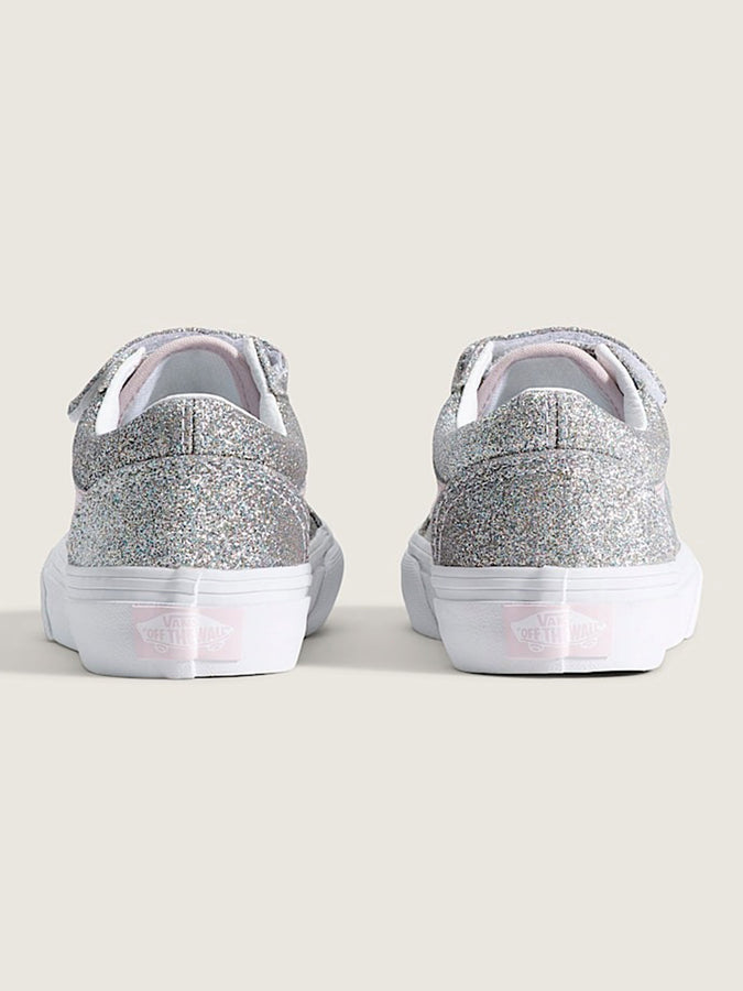 Vans Old Skool V Glitter Silver/Pale Petal Shoes Fall 2026 | GLITTER SLVER/PALE PETAL (HN3)
