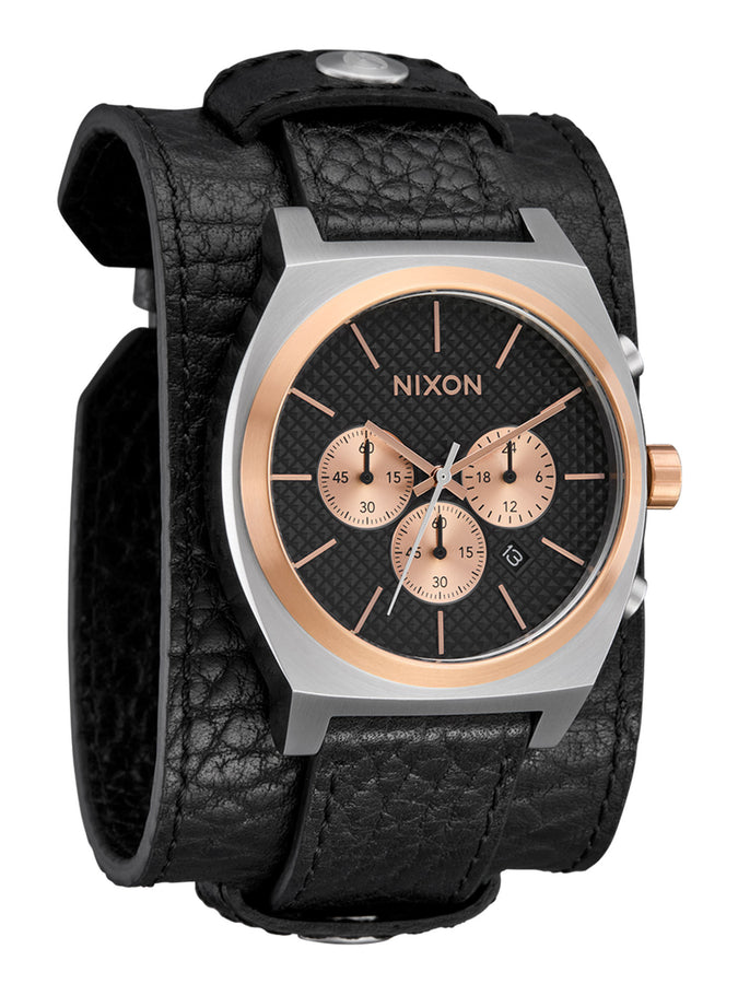 Nixon Time Teller Chrono Leather Silver/Rose Gold/Black Watch | SILVER/ROSE GOLD/BLACK (5383)