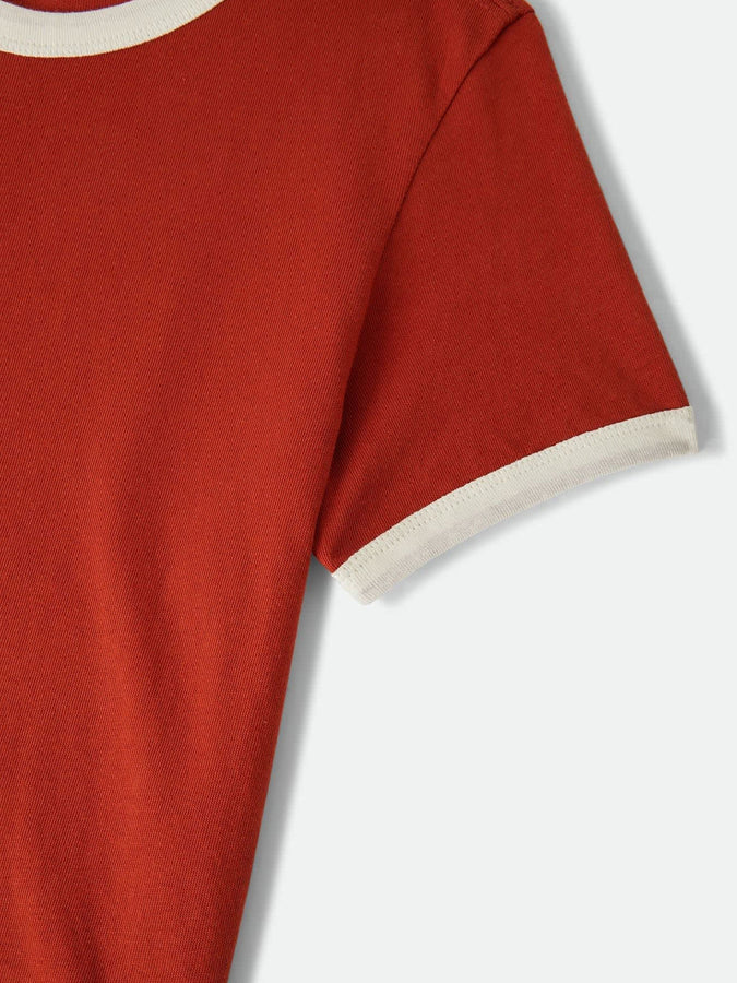 Brixton Carefree Organic Garment Dye Ringer T-Shirt Fall 2026 | RUST/OFF WHITE