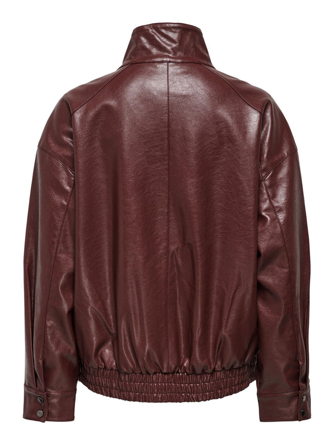 Only Julia Faux Leather Bomber Jacket Fall 2026 | RUM RAISIN