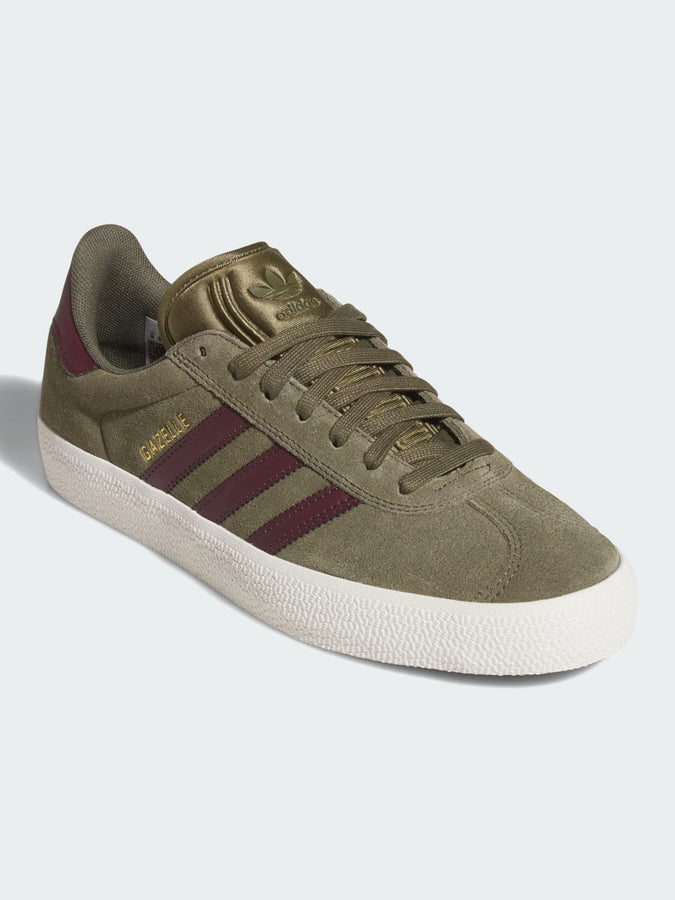 Adidas Gazelle ADV Olive Strata/Maroon/Chalk White Shoes Spring 2026 | OLIVE STRATA/MAROON/CHALK WHT