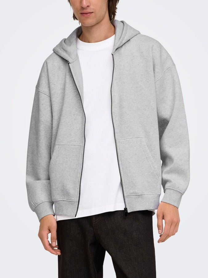 Only & Sons Ceres Zip Hoodie Fall 2026 | SUPER LIGHT GREY MELANGE