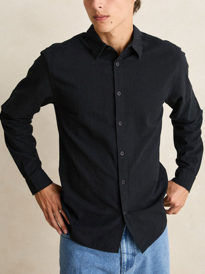 Rhythm Classic Linen Long Sleeve Buttondown Shirt Fall 2026 | VINTAGE BLACK