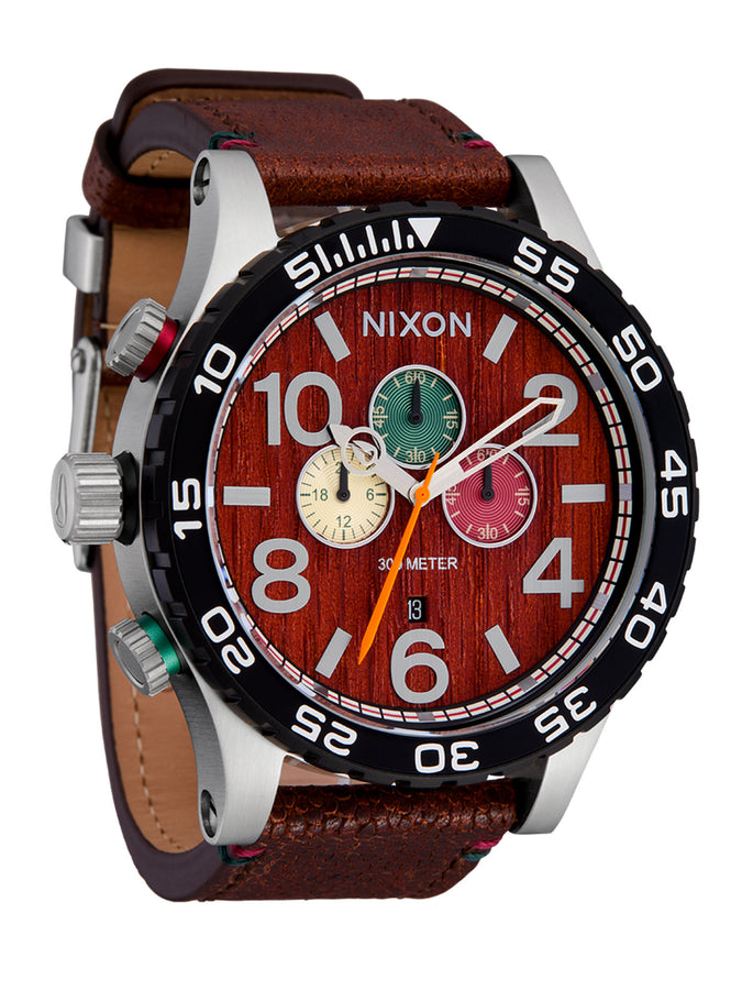 Nixon 51-30 Chrono Leather Silver/Rosewood/Chocolate Watch | SLVR/ROSEWOOD/CHOCOLATE (5341)