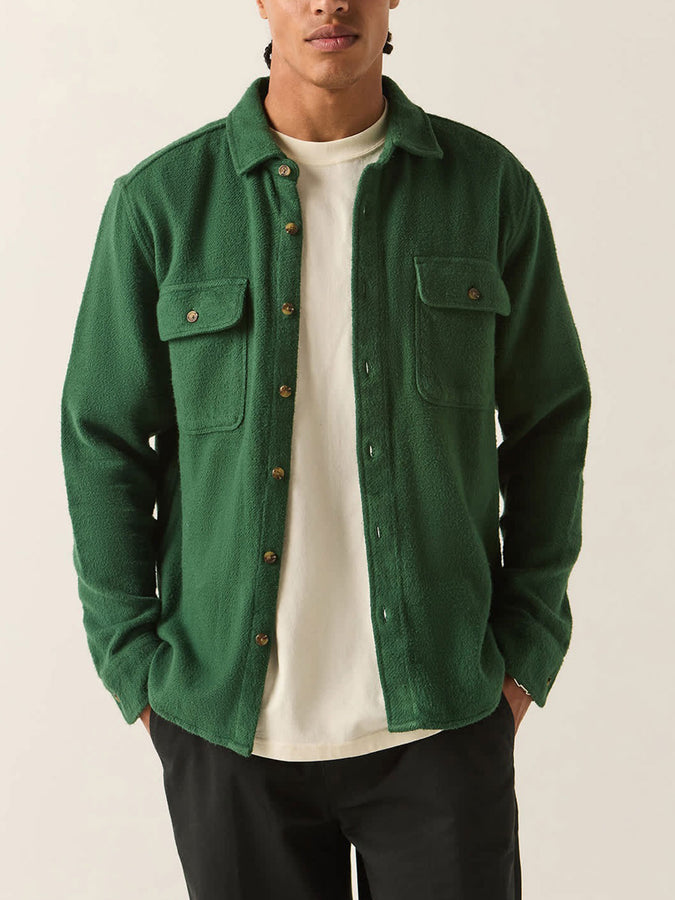Brixton Bowery Textured Long Sleeve Buttondown Shirt Fall 2026 | PRIMAL GREEN