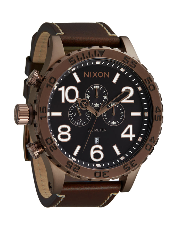 Nixon 51-30 Chrono Leather Chocolate/Dark Roast/Brown Watch | CHOCOLATE/DK ROAST/BRWN (5240)