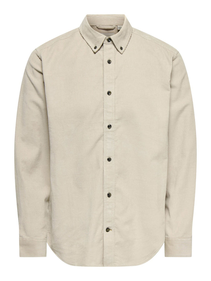 Only & Sons Michael Cord Long Sleeve Buttondown Shirt Fall 2026 | SILVER LINING