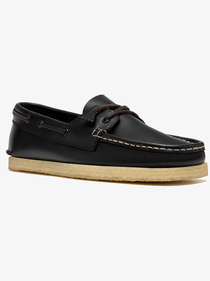 Clarks Godney Boat Black Leather Shoes Fall 2026 | BLACK LEATHER