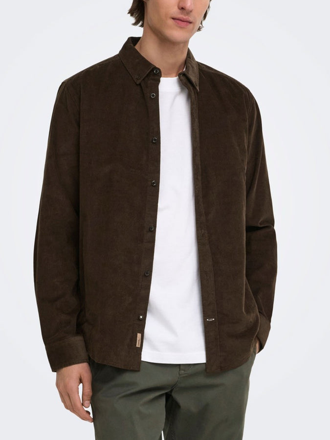 Only & Sons Michael Cord Long Sleeve Buttondown Shirt Fall 2026 | DEMITASSE