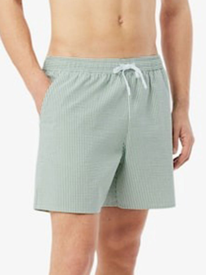 Lacoste Mid Lenght Striped Textured Trunk Boardshiorts Spring 2026 | WHITE/GREEN (1JA)