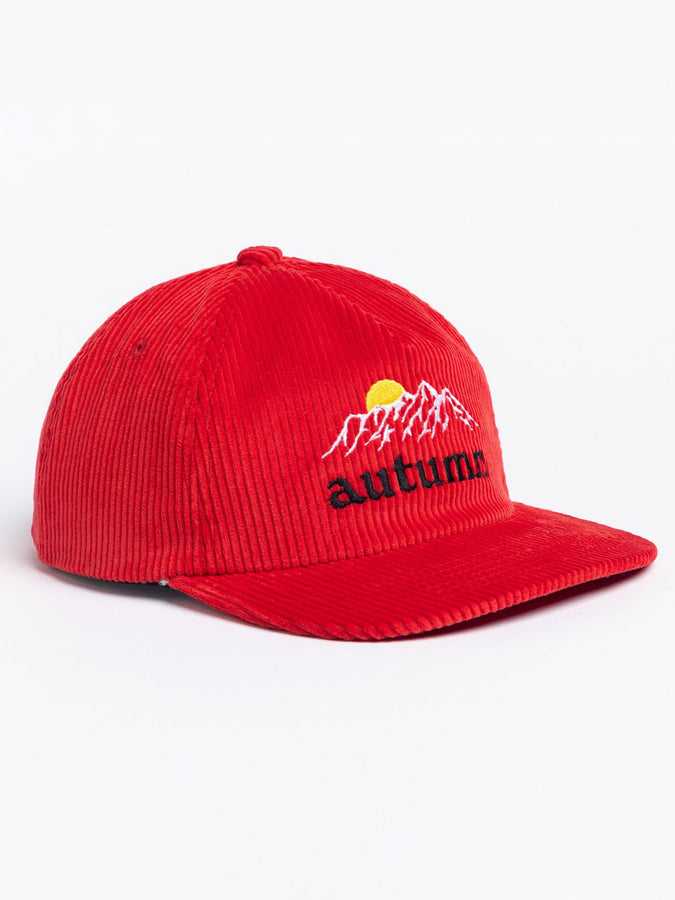 Autumn Cord 5 Panel Mesh Strapback Hat | RED