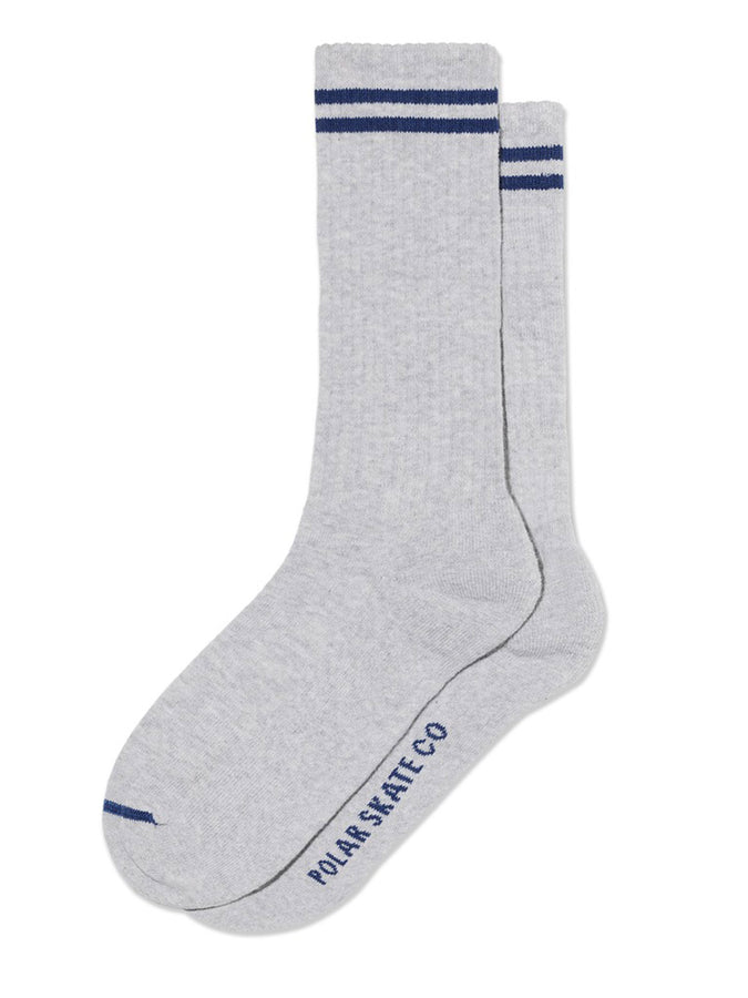Polar Skate Co 2 Stripes Socks | HEATHER GREY/BLUE