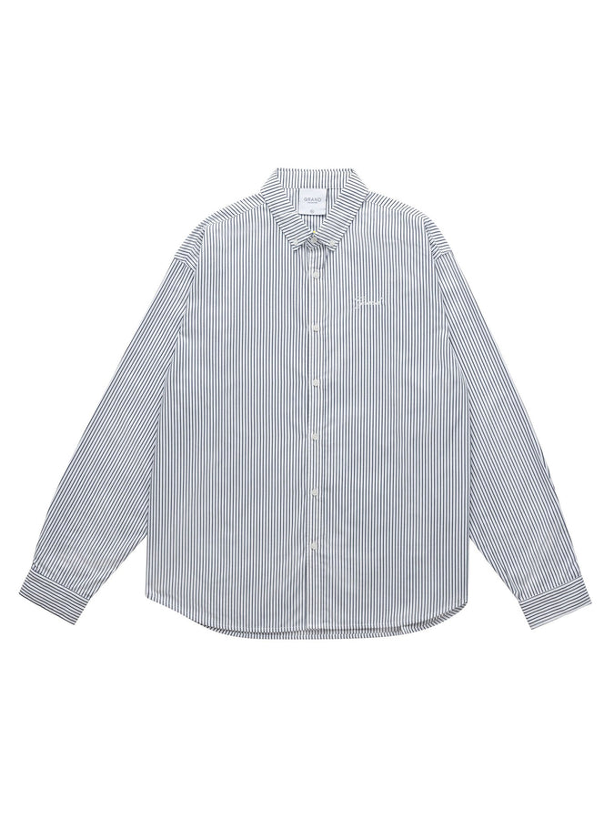 Grand Striped Poplin Long Sleeve Buttondown Shirt Spring 2026 | WHITE