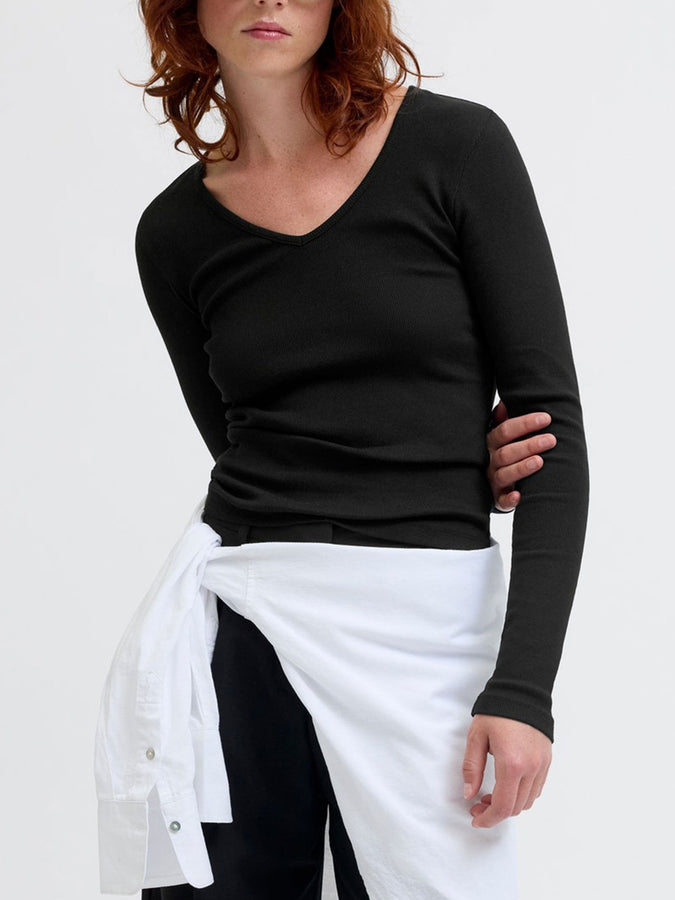 Jjxx Freya V-Neck Long Sleeve T-Shirt Fall 2026 | BLACK