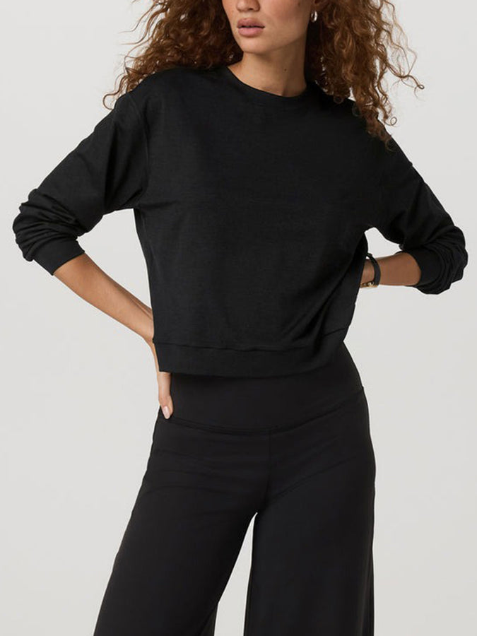 Vuori Halo Modern Crewneck Sweatshirt | BLACK HEATHER (HBK)