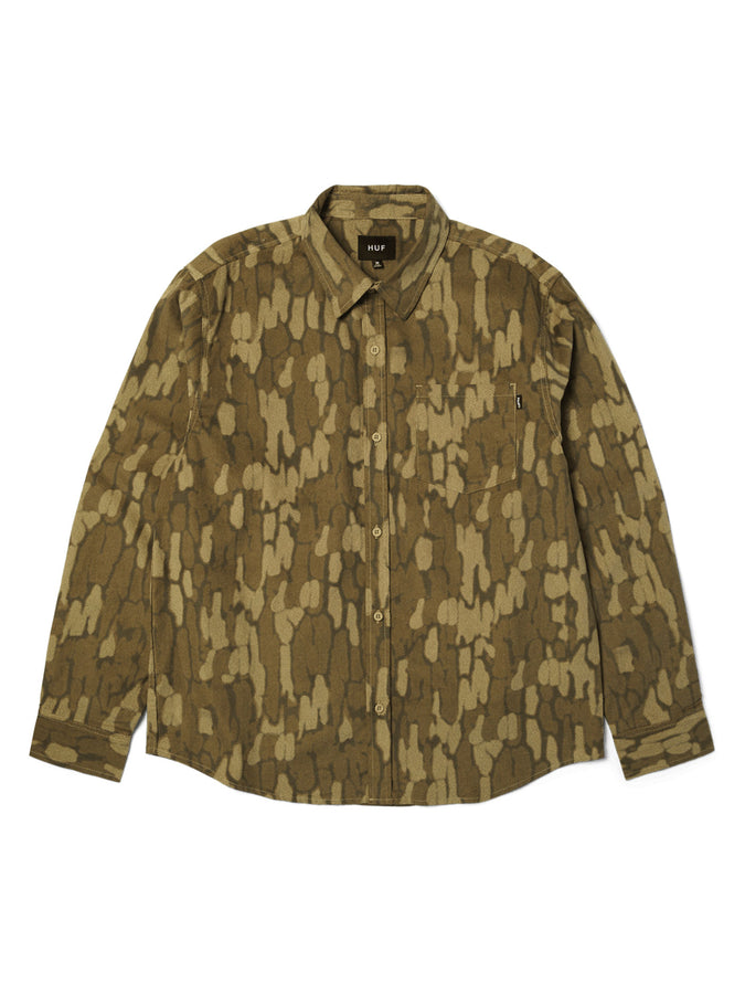 Huf Warped Camo Corduroy Long Sleeve Buttondown Shirt Holiday 2025 | MUTED CAMO